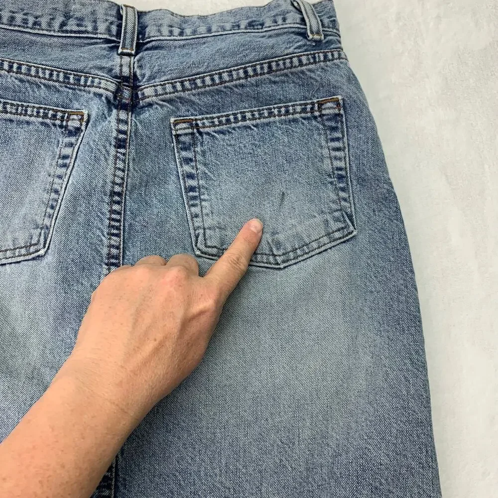 Vintage Gap Womens Sz 1 XS Stone Wash Denim Jean Skirt Zip Knee Length Y2K 1980s